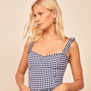 Reformation Havana Blue Gingham Top 2